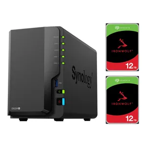 Synology DiskStation DS224+ 2-Bay NAS Enclosure w/2x IronWolf 12TB